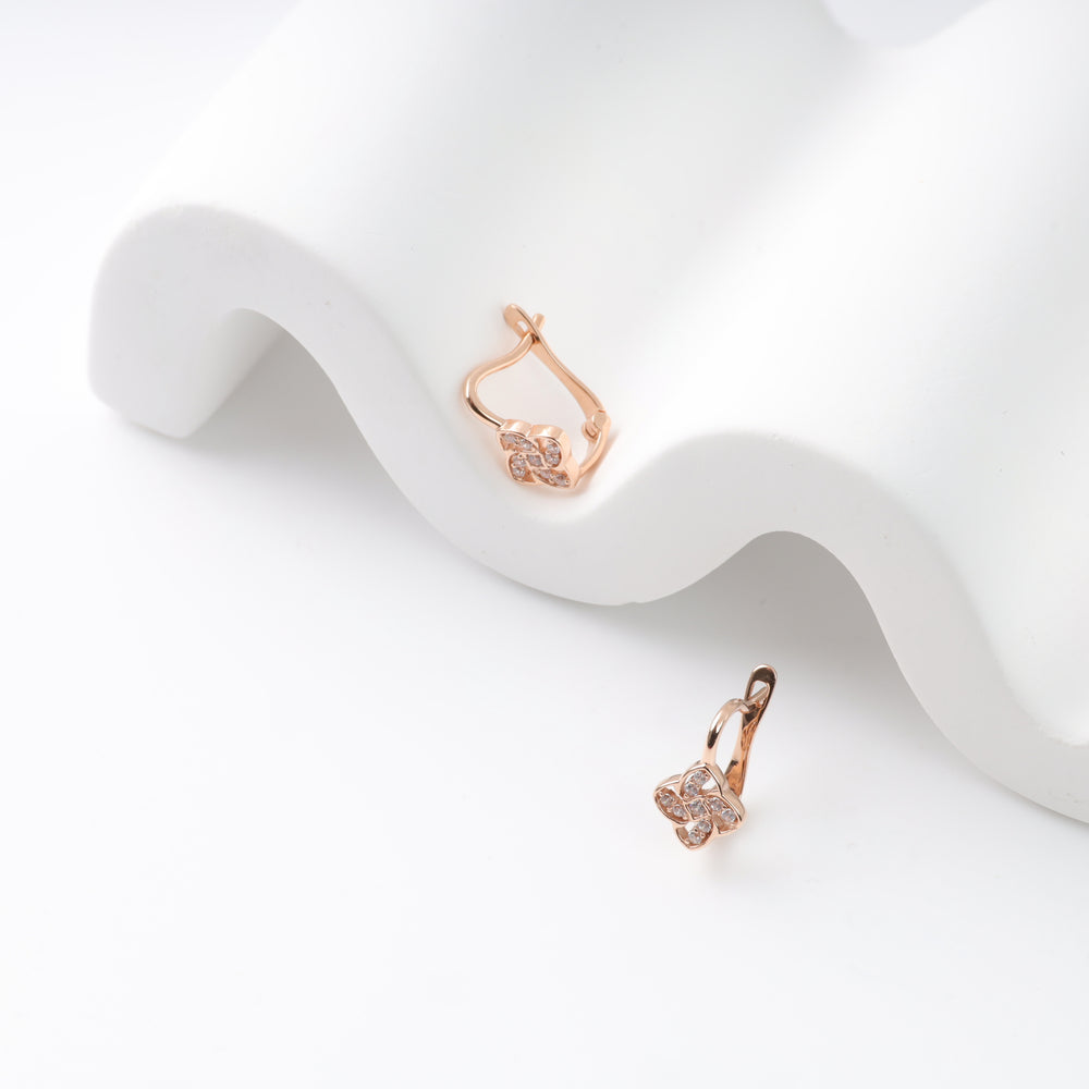 Kids Earrings Magic Flowers | 14 K Rose Gold (585)