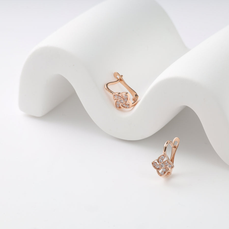 Kids Earrings Magic Flowers | 14 K Rose Gold (585)