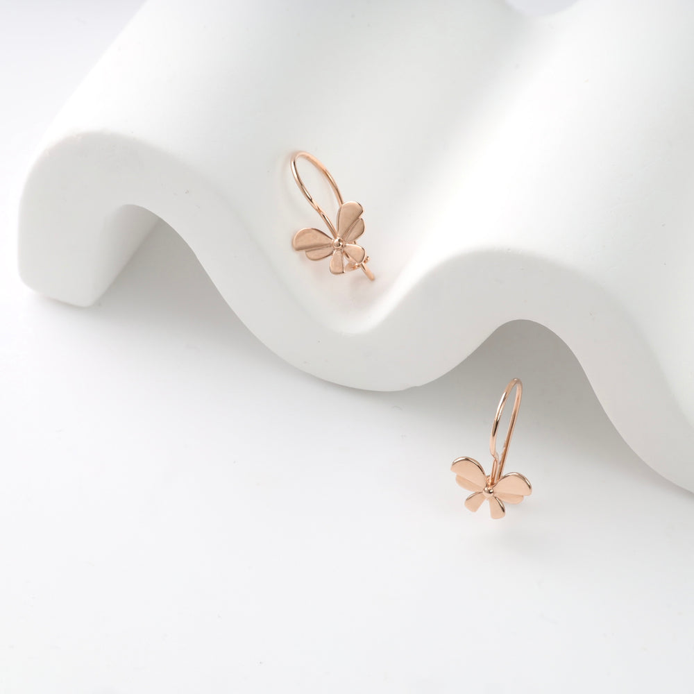 Kids Leverback Earrings Bows | 14K Rose Gold (585)