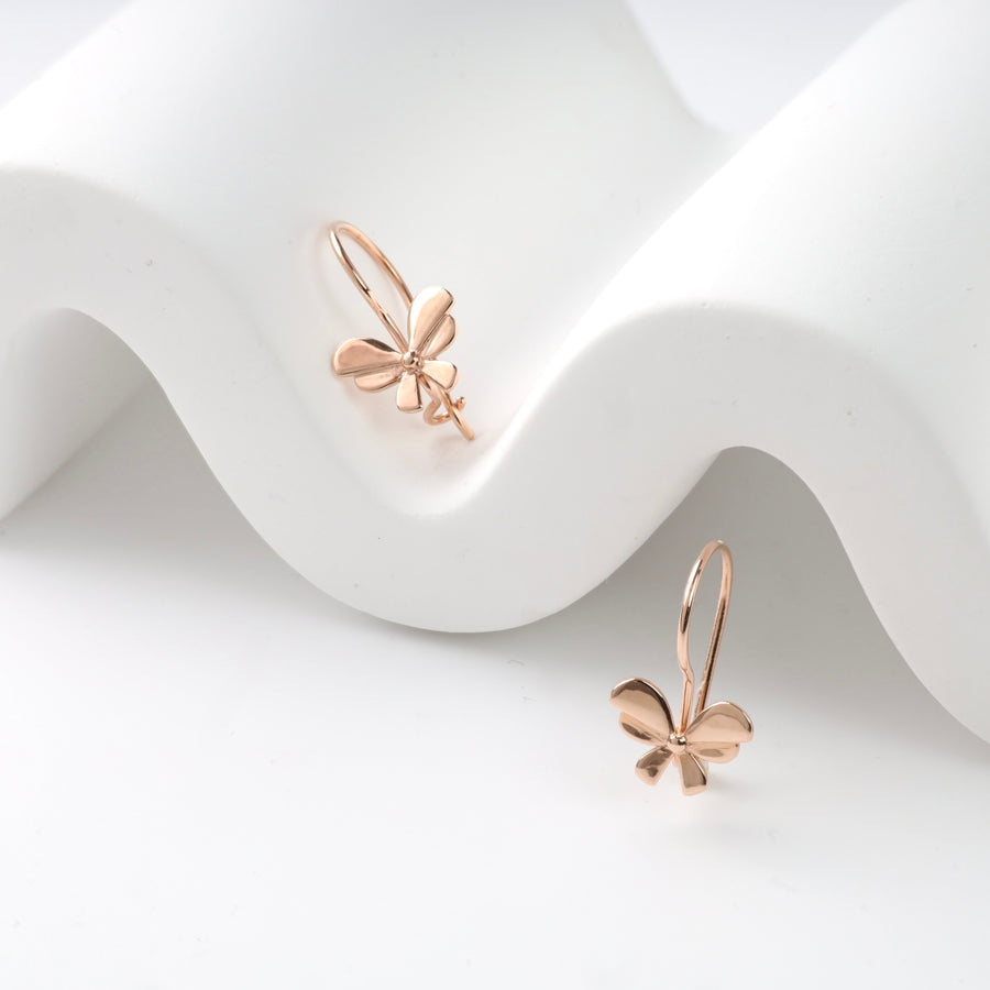 Kids Leverback Earrings Bows | 14K Rose Gold (585)