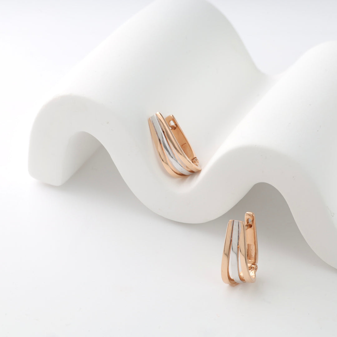Earrings Three Band  | 14 K Rose Gold (585)