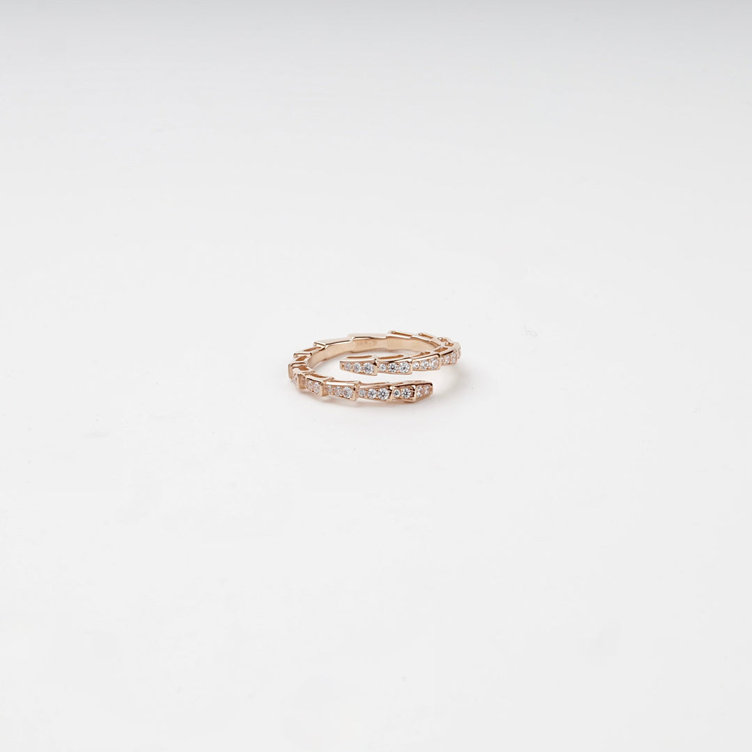 Gold 14K (585) Cubic Zirconia Geometric Wrap Ring | Ukrainian Jewelry