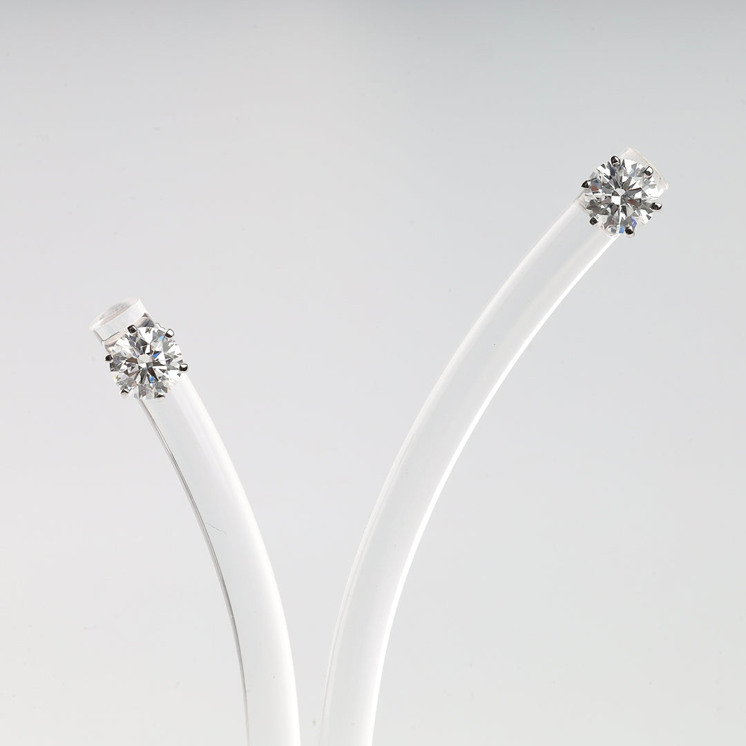 Lab-grown diamond earrings with screw-back closure and IGI documentation
