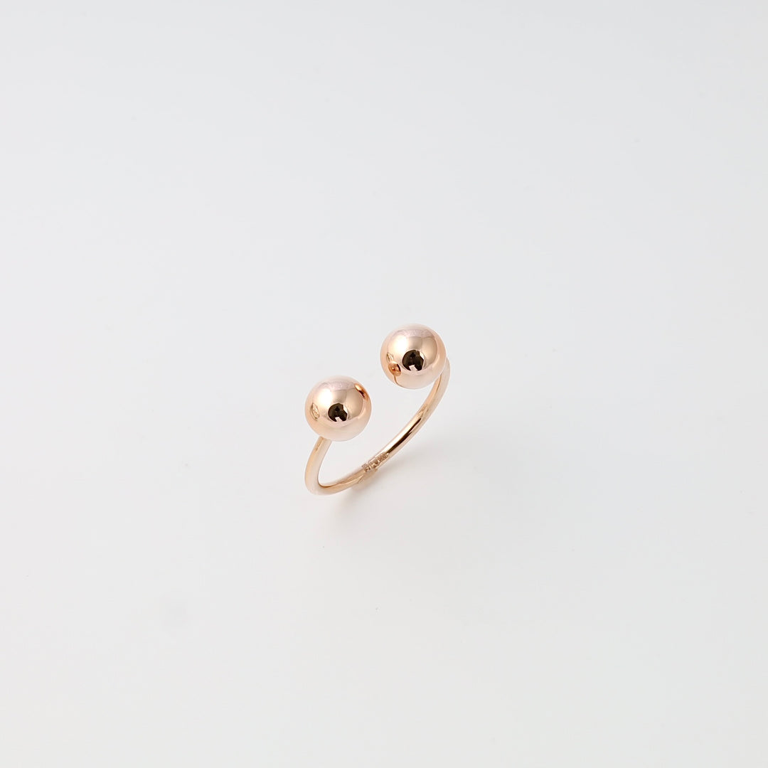 Minimalist 14k gold open ball ring displayed on white background, Ukrainian Jewelry, modern gold ring gift for women.