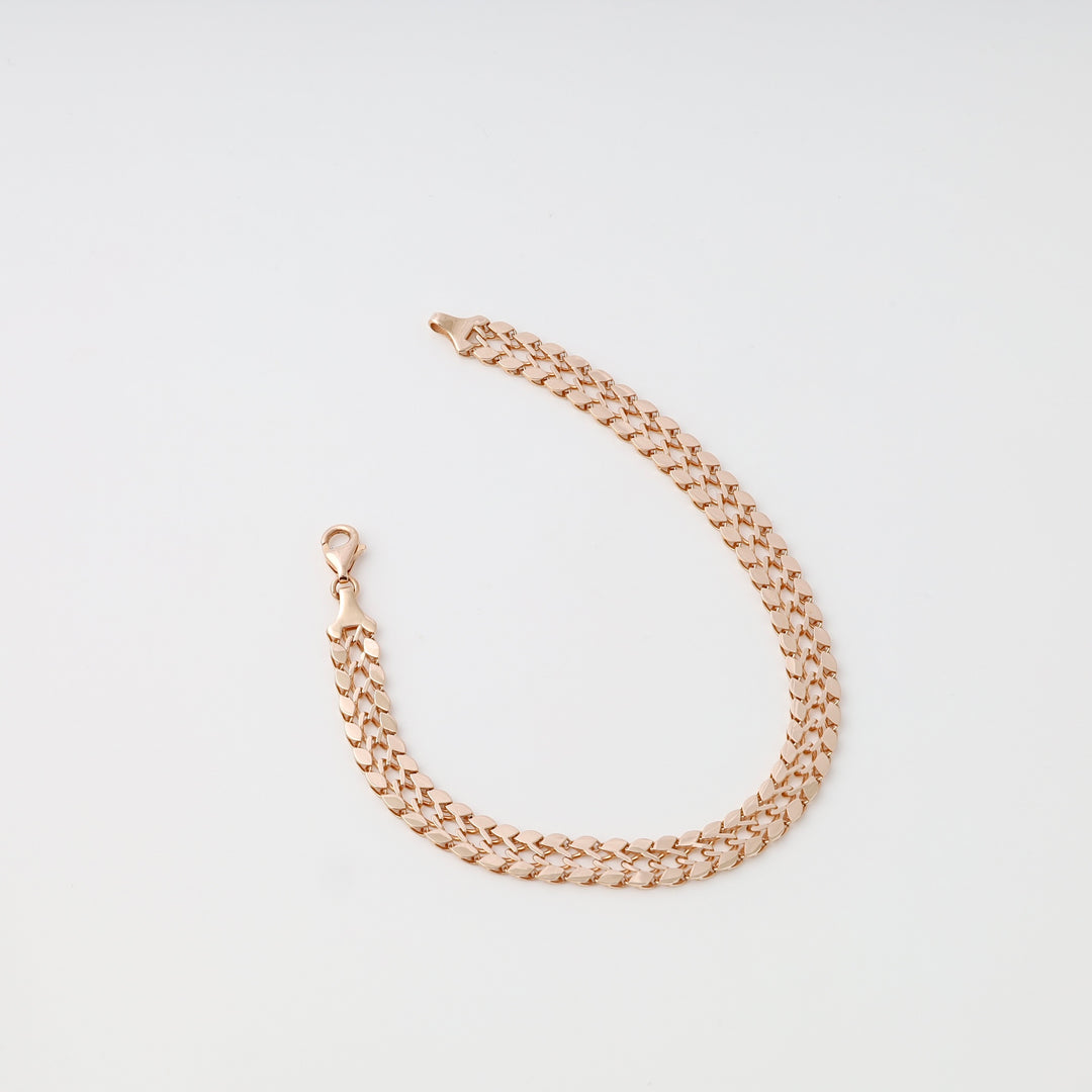 Rose gold chain bracelet with lobster clasp, 14k gold curb link Ukrainian Jewelry, minimalist gold bracelet for women.