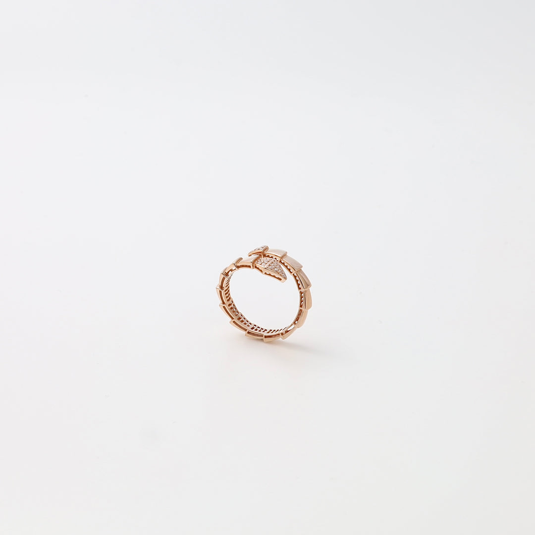 Rose gold ring with snake motif, textured band, minimalist design, Ukrainian Jewelry, delicate gold ring for women.