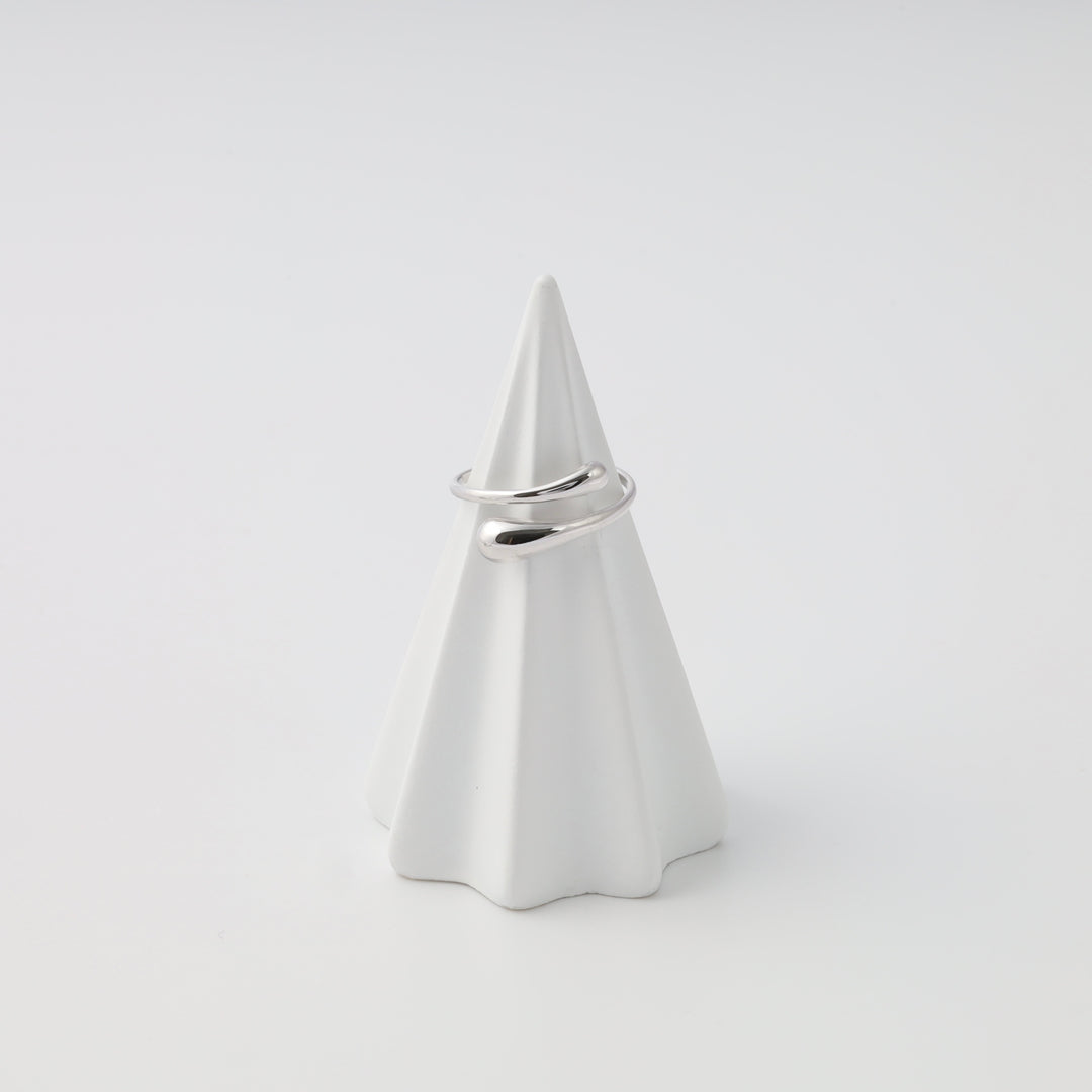Sterling silver wrap ring on white cone display, minimalist band style Ukrainian Jewelry for women, silver ring gift.