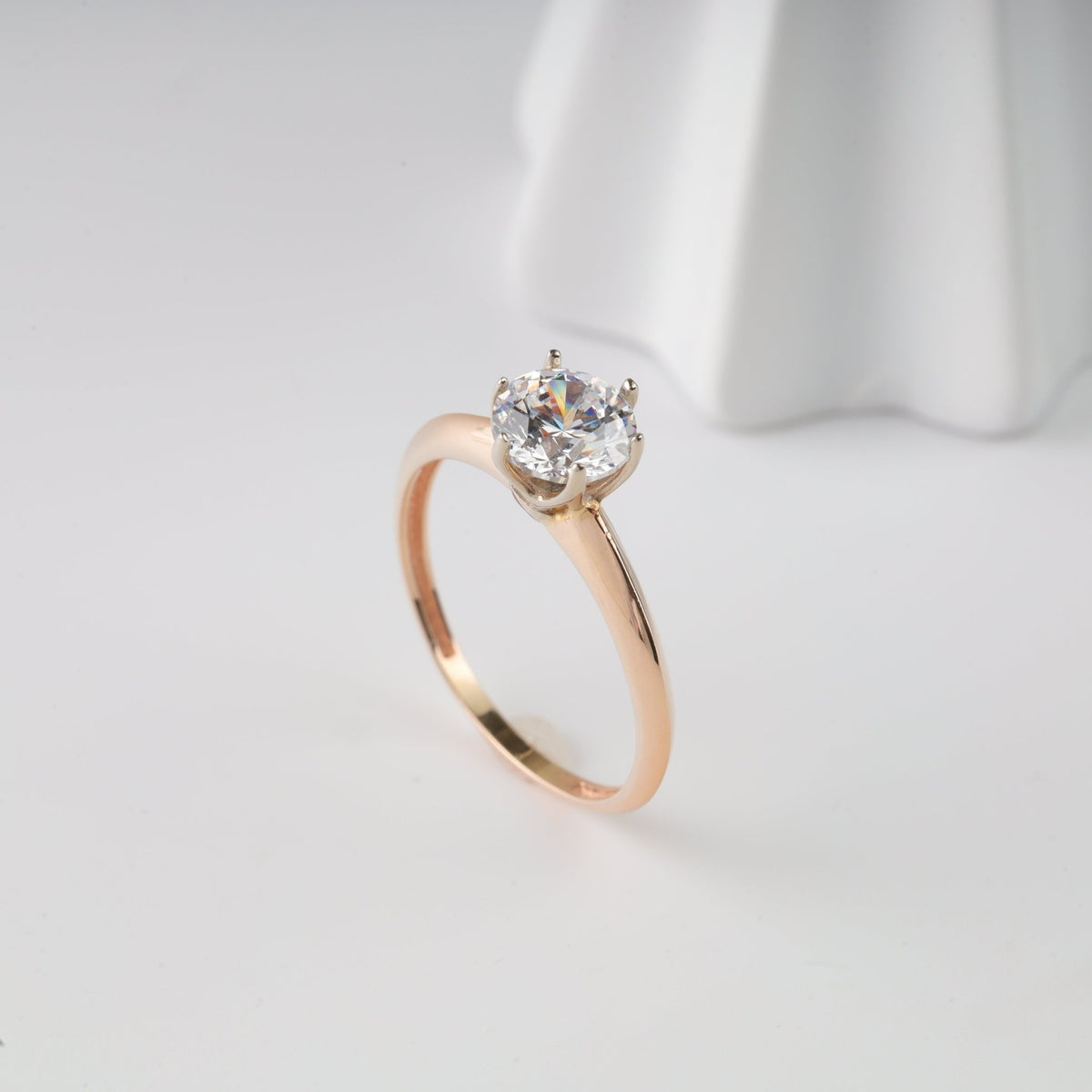 "Yes" Ring with cubic zirconia | 14K Rose Gold (585) - Ukrainian Jewelry
