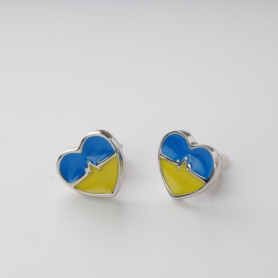 "Love UA Heartbeat" screw - back earrings - Ukrainian Jewelry