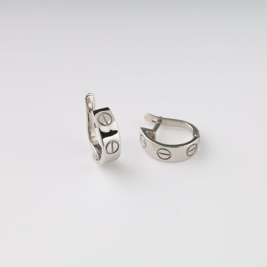 Bolts Plain Earrings | 14K White gold (585) - Ukrainian Jewelry