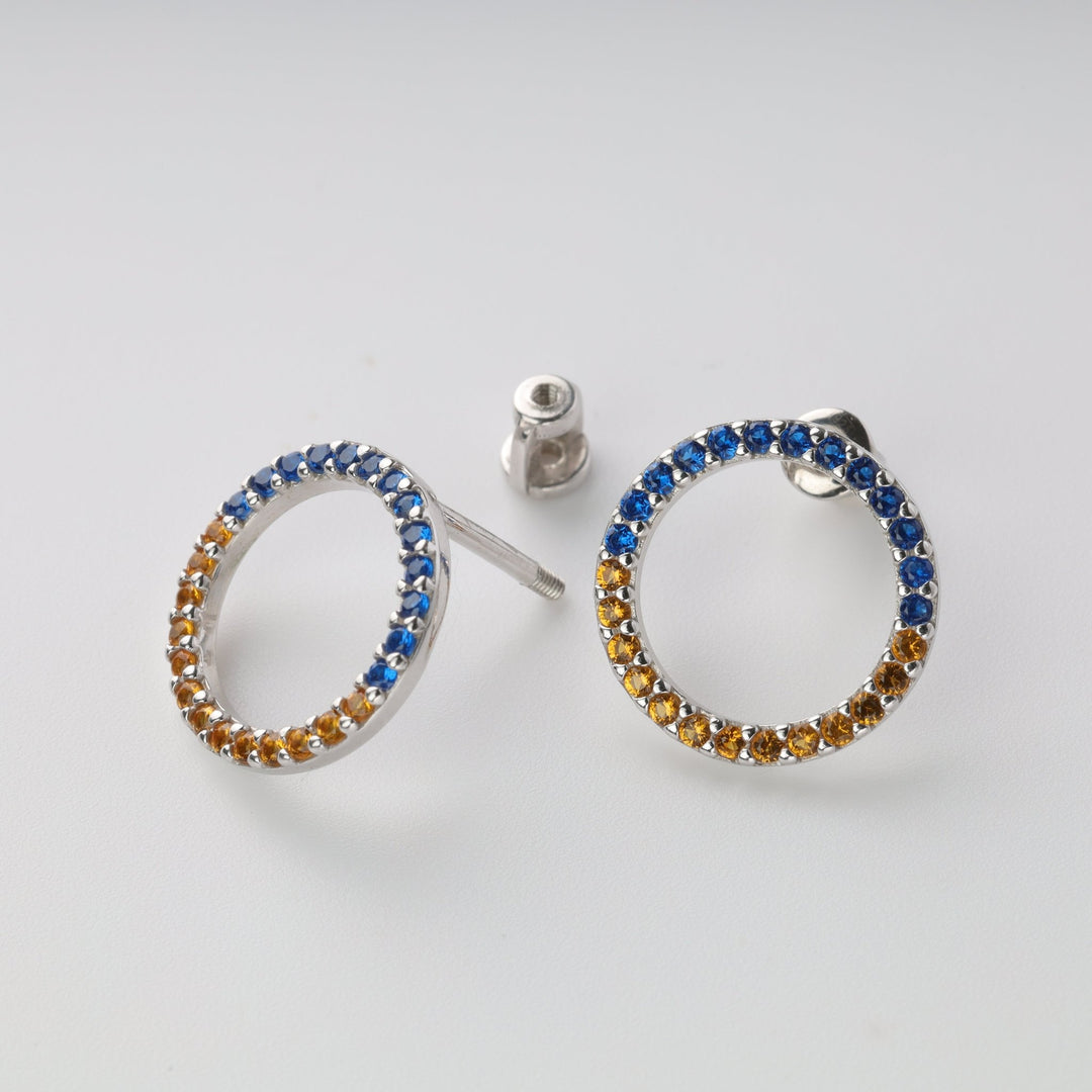 "Wheat & Sky" screw - back earrings 16 мм - Ukrainian Jewelry