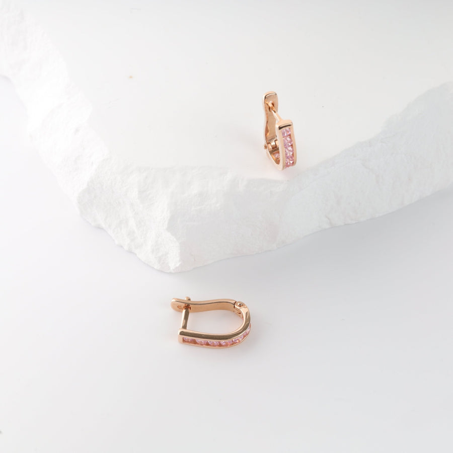 Золоті сережки Лінія з кубічним цирконієм - Ukrainian Jewelry