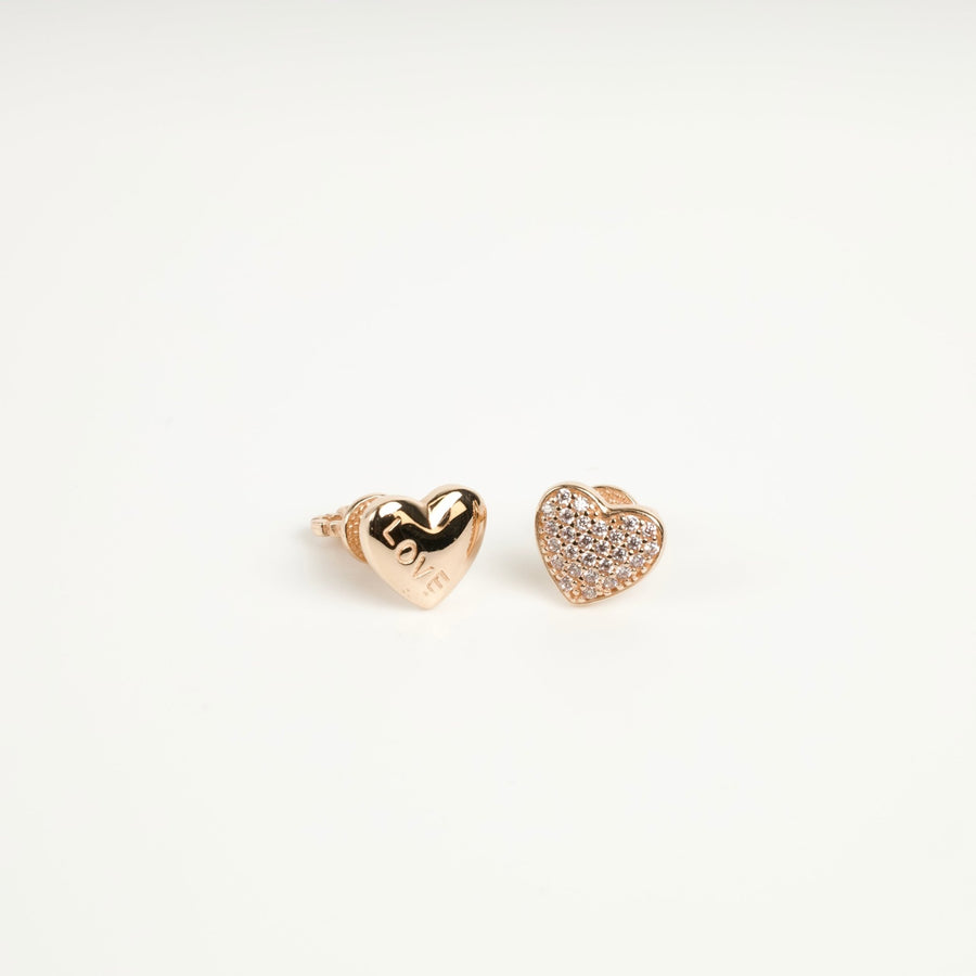 Screw-back Earrings Love | 14K Rose Gold (585)